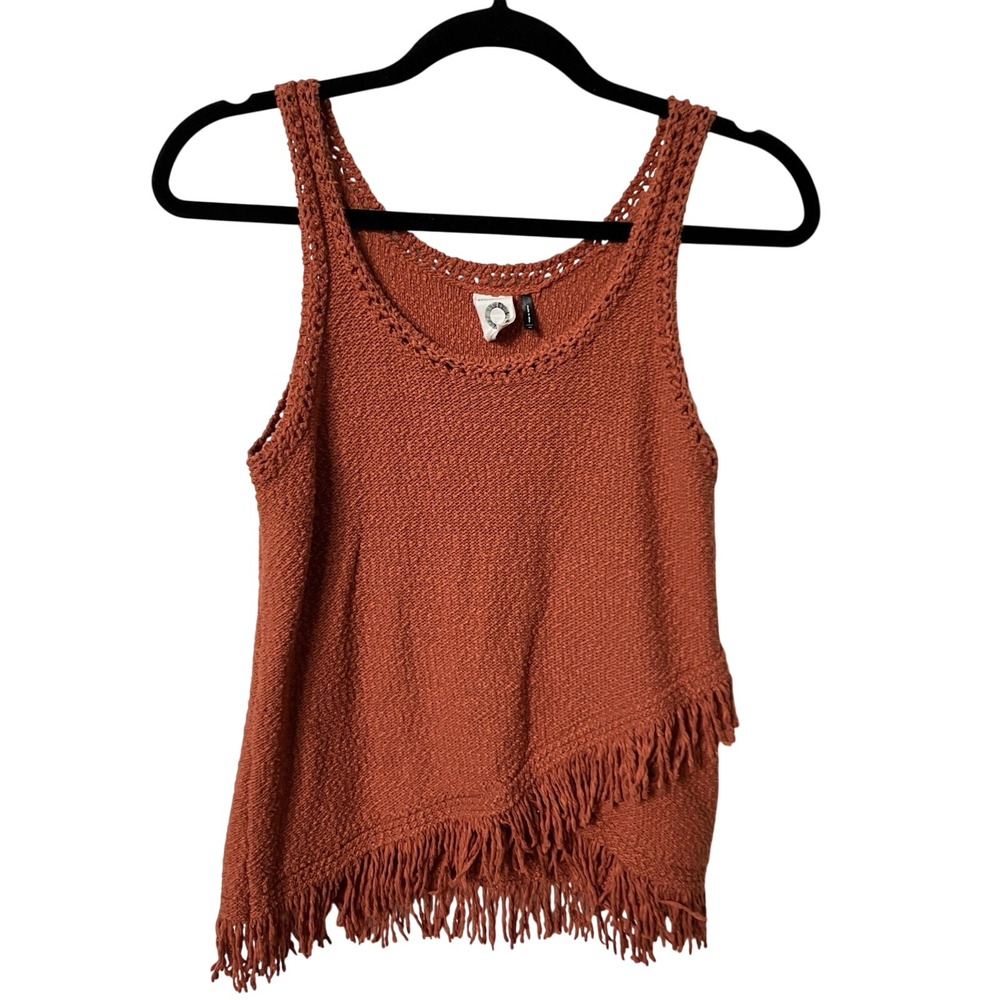 Anthropologie Akemi + Kin Fringe Tank Womens XS Knit Boho Minimalist